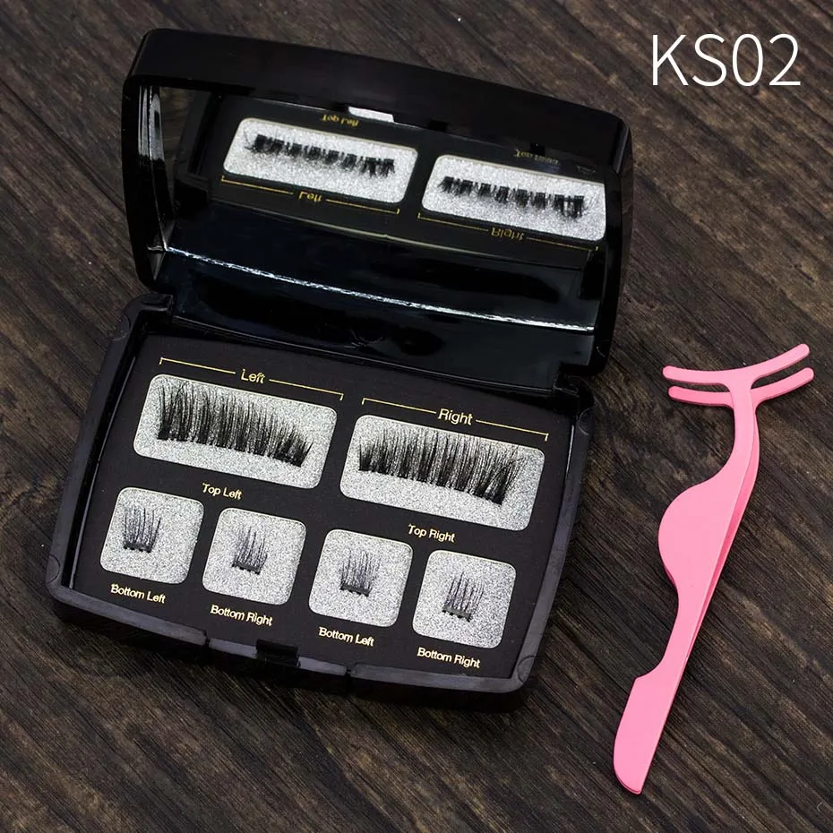 Magnetic Lashes, OCEAN PEARL 2 Magnet 3D Reusable False Eyelashes Magnetic Natural Long Cheap Box Eyelashes with Applicator
