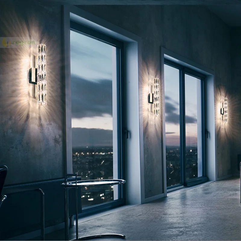 Современные хрустальные настенные светильники светодиодный фон для гостиной