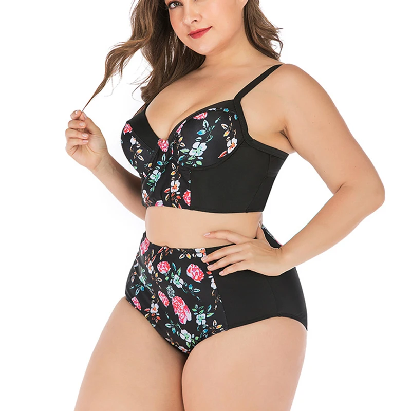 Женский комплект бикини из двух предметов большого размера Ретро пляжный