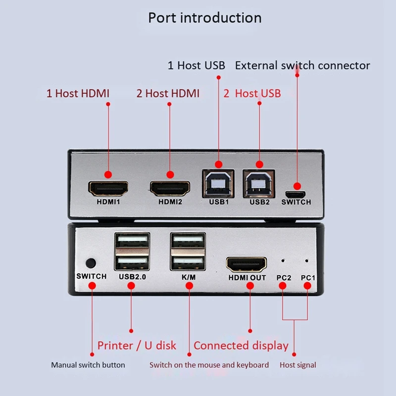 HDMI USB KVM переключатель поддержка Hotkey переключения, 4K/60Hz KVM переключатель 2 в 1 выход для совместного использования принтера клавиатуры мыши от AliExpress WW