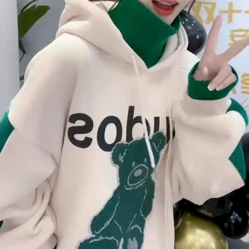 Осенне-зимние модные повседневные комплекты с капюшоном женский бархатный