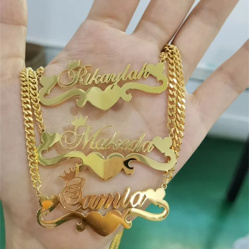 

Индивидуальное ожерелье с именем на заказ, женское колье из нержавеющей стали в виде подросткового сердца, ожерелье-чокер, ювелирные издели...