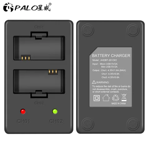 Аккумулятор PALO AHDBT-301 для GoPro Hero3 Hero3 AHDBT-301 Go Pro Hero 3, аккумулятор + USB LCD, двойное зарядное устройство, аксессуары для камеры Antion
