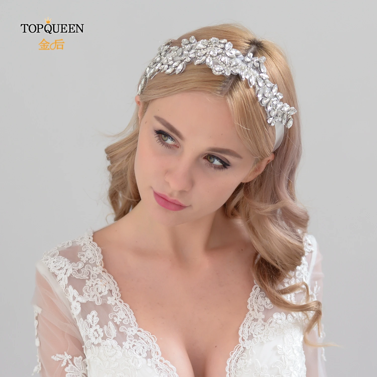 TOPQUEEN H283 классические свадебные повязки на голову с Стразы и со стразами лента для