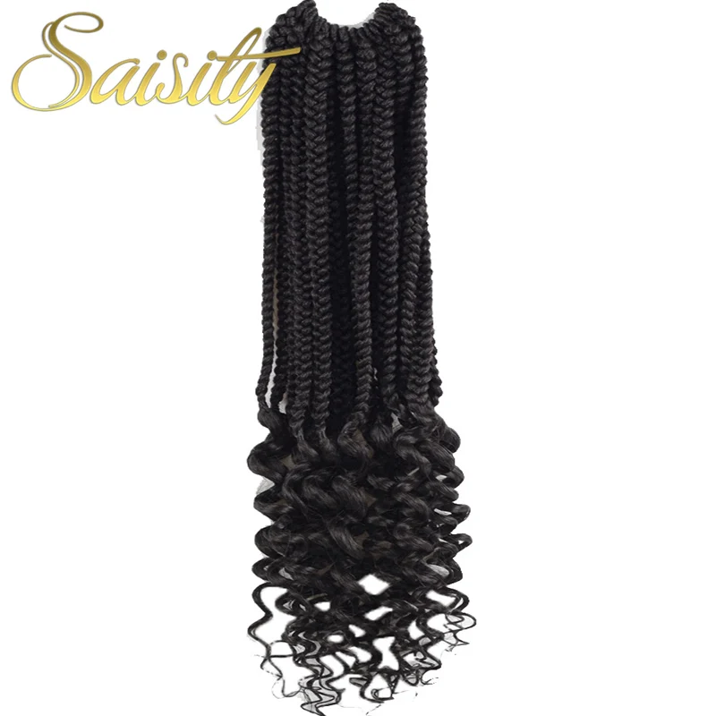 Saisity 1" 22 пряди для наращивания коробка косички с кудрявыми концами низкотемпературное волокно синтетические косынки плетение волос
