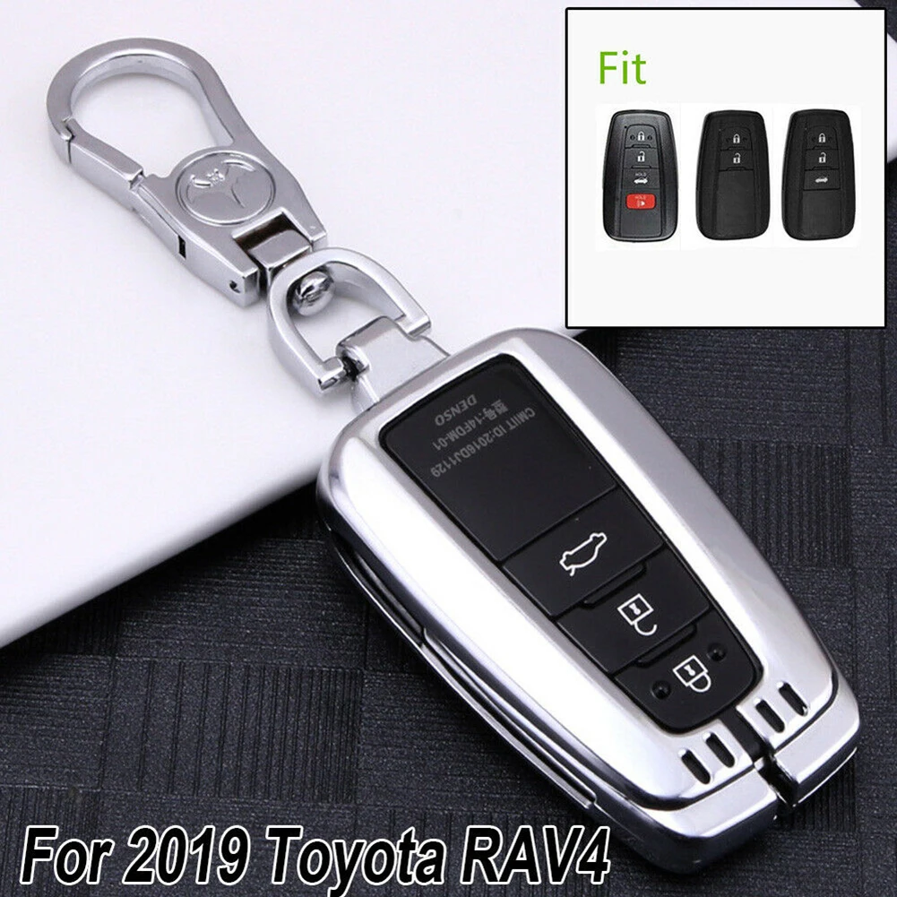 

Aluminum Alloy Smart Car Key Case Cover Holder Car Remote Key Case Cover Fob Accessories Suit For Toyota RAV4 2019