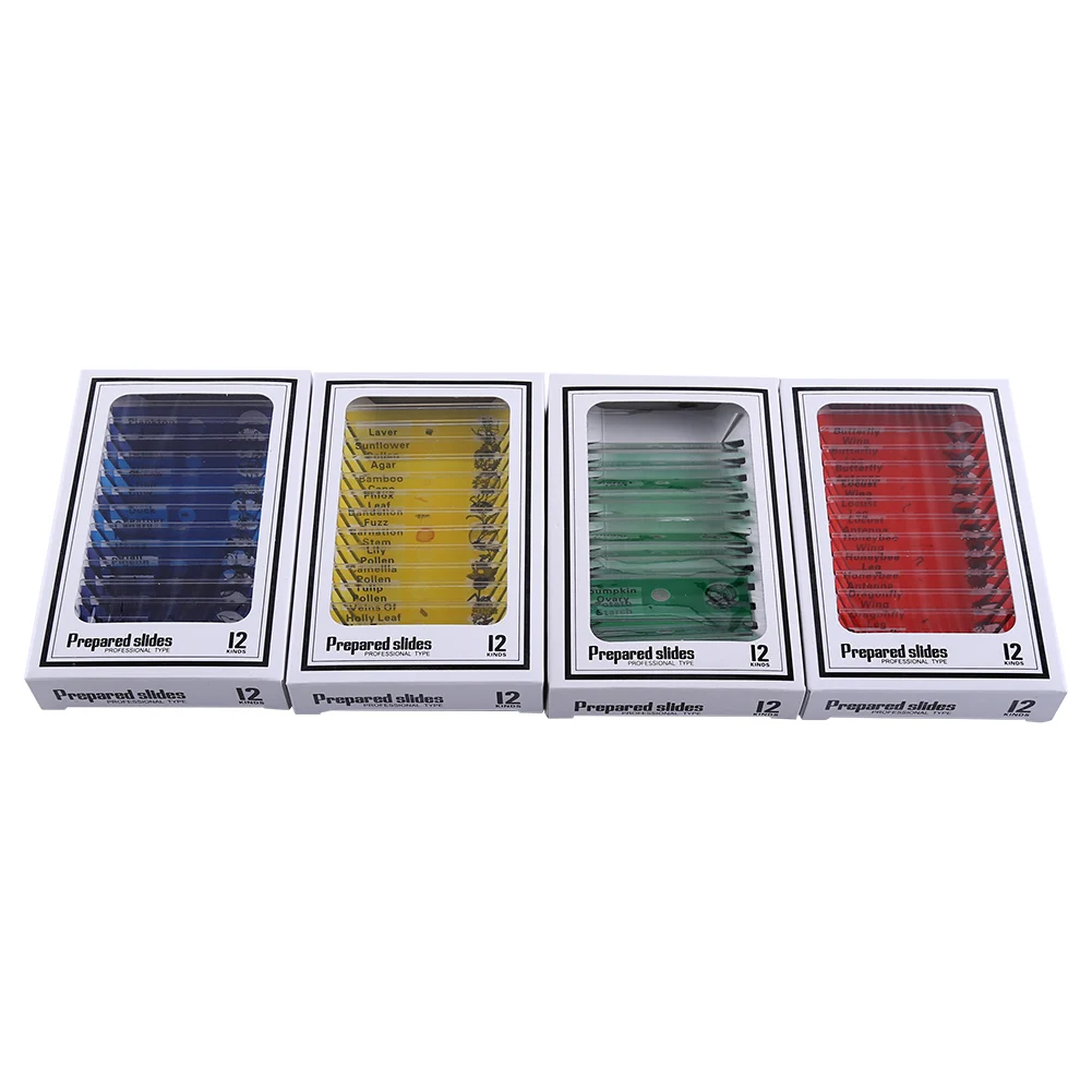 

A Set Plastic Prepared Microscope Slides Animals Insects Plants Flowers 48pcs