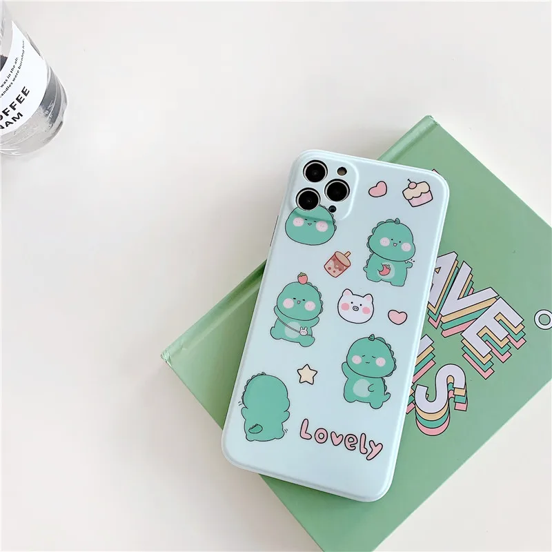 Cute Cartoon Dinosaur Phone Case For iPhone 11 Pro SE 2 Full Protection Soft Silicone Covers Capa X XR XS Max | Мобильные телефоны