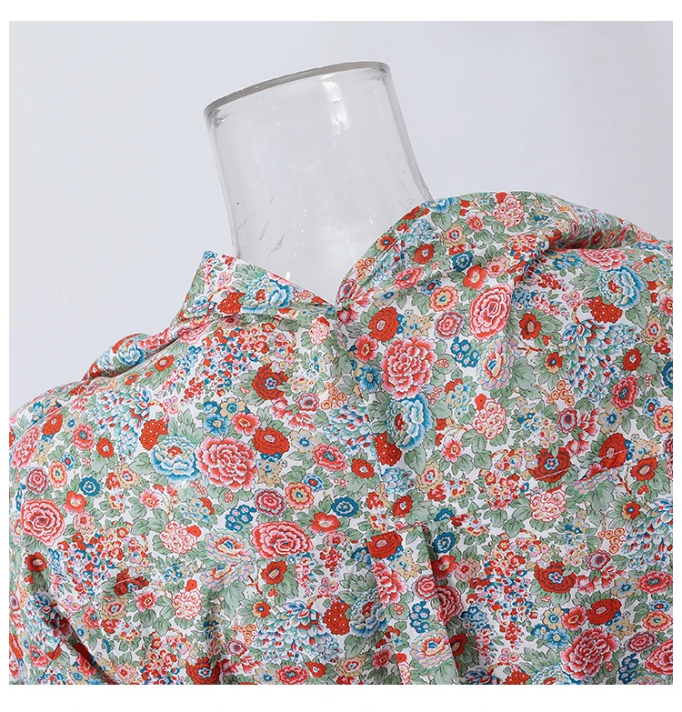 

2020 New Autumn Fashion Turn-down Collar Vintage Casual Personality Print Pattern Slim Long Sleeve Shirt Top Women C499