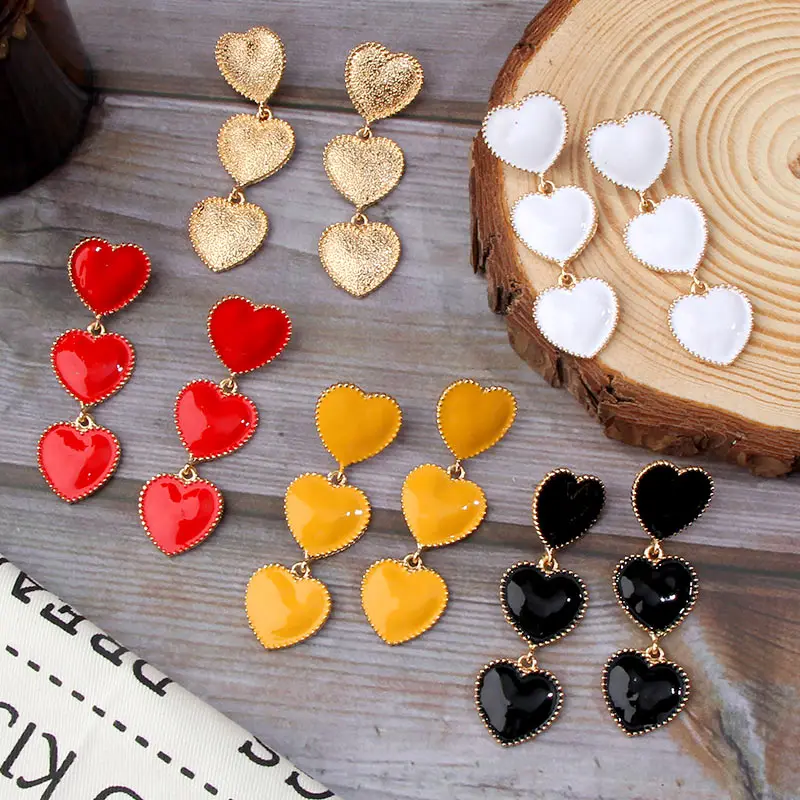 JJFOUCS многоцветный сердце Висячие серьги для женщин геометрические металлические