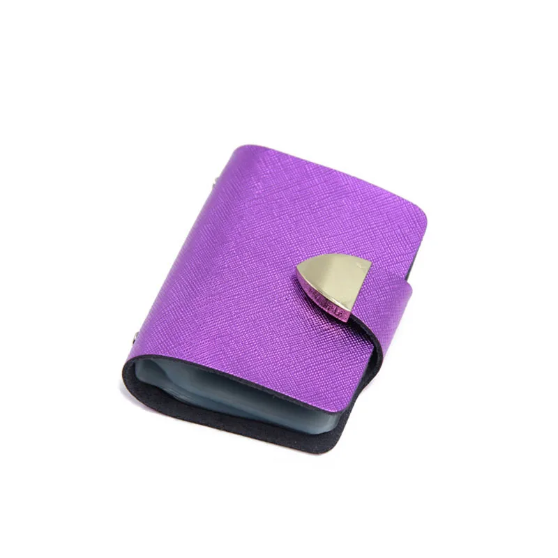 Purple Женский Чехол для карт из искусственной кожи для женщин, держатель для кредитных карт, органайзер для карт, 26 страниц, большая емкость - Цвет: Purple