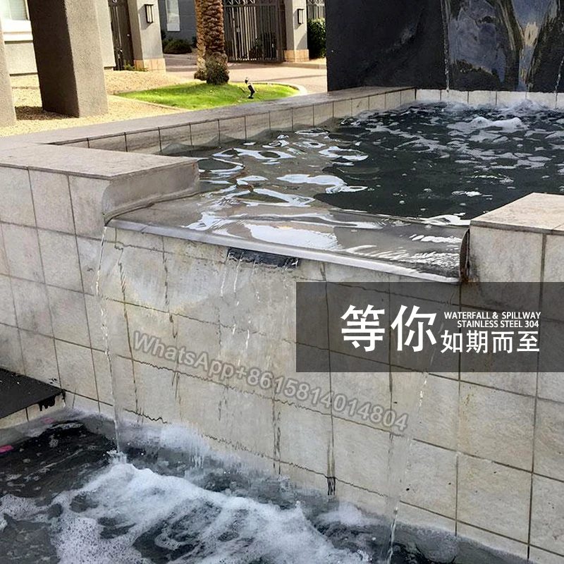 Water Curtain Wall Courtyard Stainless Steel Water Curtain Pool Water Feature Flow Sink/Landscape Fish Pond Outlet Waterfall