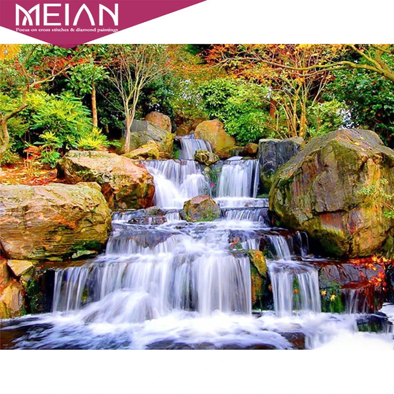 Алмазная 5d-вышивка Водопад MEIAN сделай сам круглая вышивка крестиком домашний