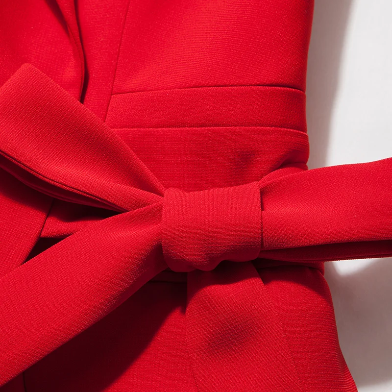 YIGELILA модное высококачественное красное платье с отложным воротником длинными