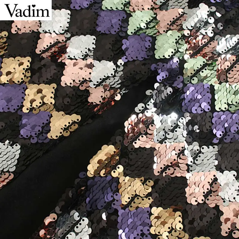 Vadim женская модная блестящая юбка миди с блестками эластичная талия боковая