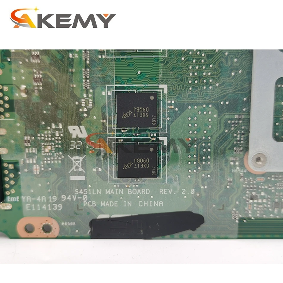 

Akemy S451LN Laptop motherboard for ASUS For ASUS S451 S451L V451 V451L S451LN S451LB Test original mainboard I7 CPU