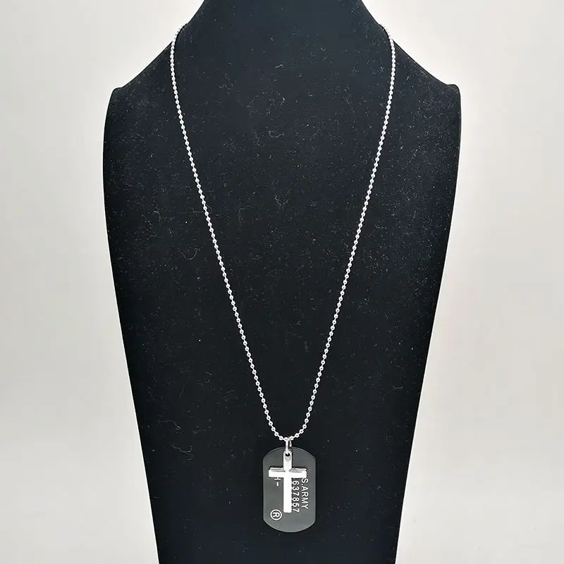 316L Нержавеющая сталь Крест & Dog Tag кулон Цепочки и ожерелья мужские легкие Мода