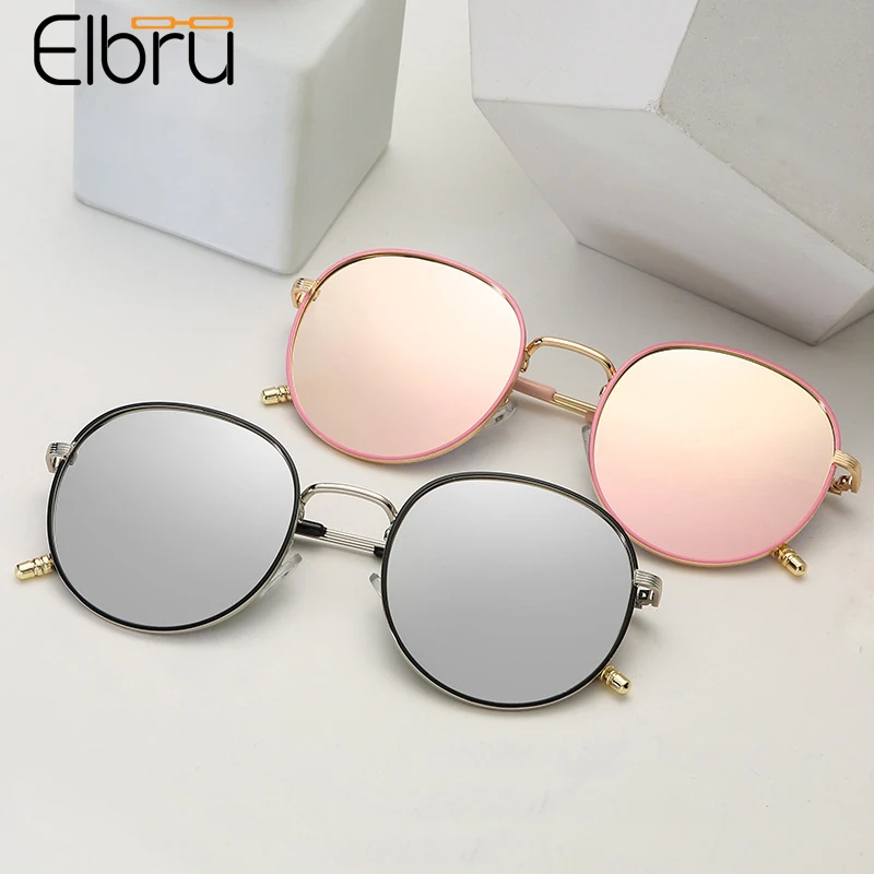 

Elbru Vintage Round Metal Glasses Frame Women Men Eyeglasses Retro Luxury Colorful Clear Lens Sunglasses Dual Use Eye Glasses
