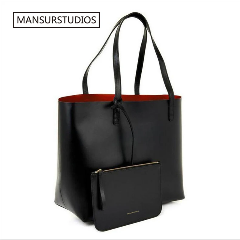 MANSURSTUDIOS женская кожаная сумка-тоут Mansur Женская пляжная сумка из натуральной кожи