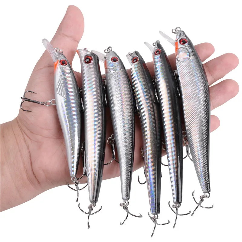 

6Pcs/lot Topwater 13g-22g Crankbait Popper Minnow fishing lure Pencil Artificial bait with Rattle for Ocean Pike hard fish lures