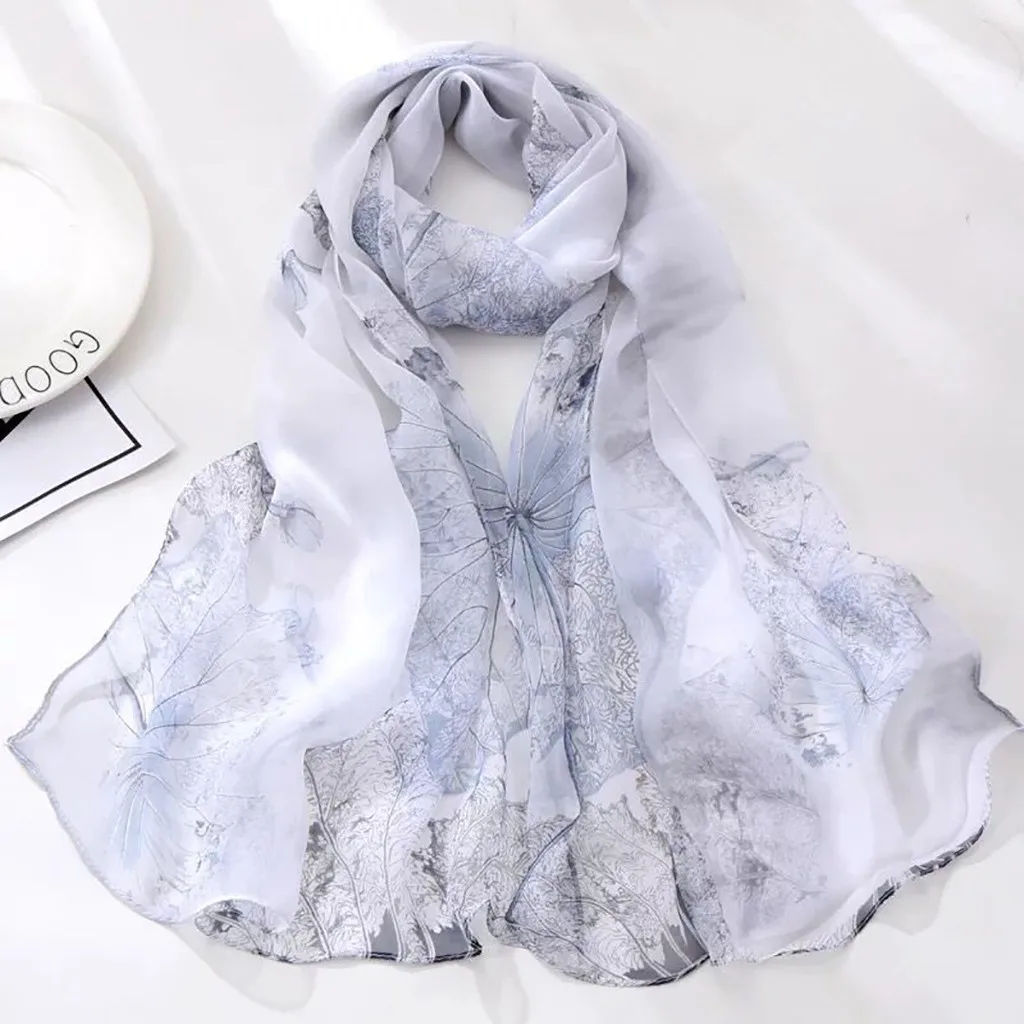 

Dropshipping Chiffon Scarf Women Spring Summer Silk Scarves Thin Flower Shawls And Wraps Foulard Print Hijab Stoles Wholesale