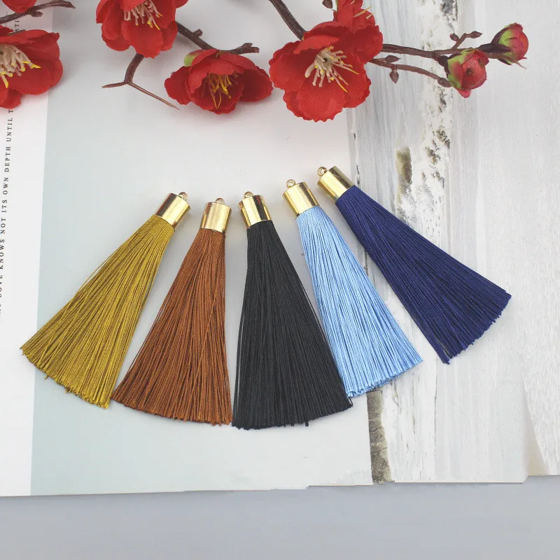 Кисточки из полиэстера для брелока 10 шт./лот 8 см золотые шляпы с кисточками