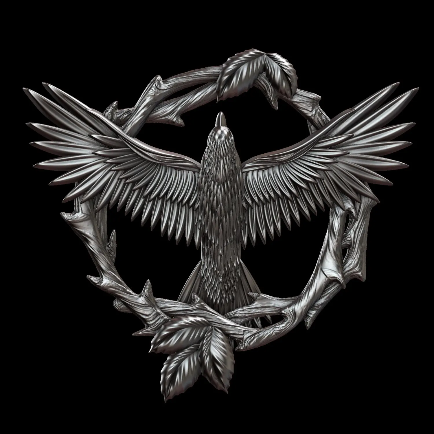 Ворон с веткой Круг Птица Ювелирные изделия