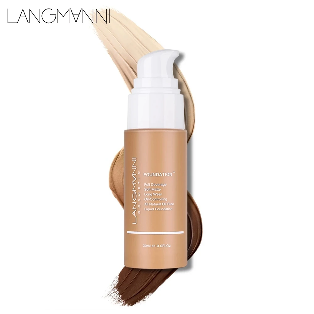 

Langmanni 30ml Liquid Foundation Soft Matte Concealer 13 Colors Primer Base Professional Face Make up Foundation Contour Palette