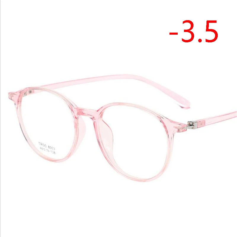 Myopia 350 TR90 прозрачные круглые близорукие очки для женщин 1,56 асферические линзы очки по рецепту для мужчин диоптрий 0-0,5-1,0 до-4,0 - Цвет оправы: Myopia 350