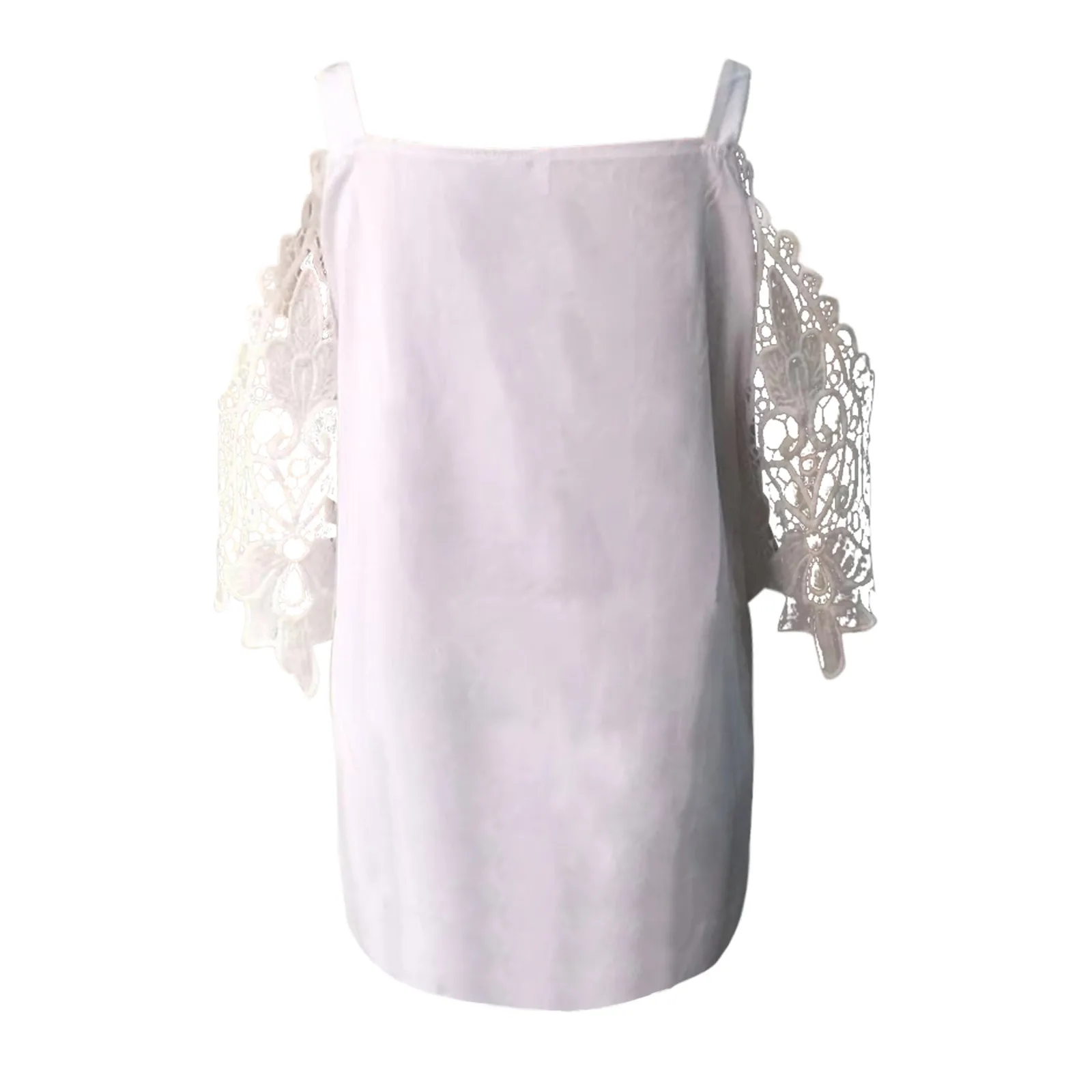 Блузка женская с открытыми плечами и рукавом до локтя вечерняя рубашка кружевная