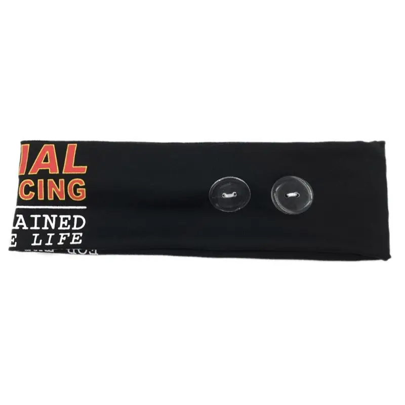 

Yoga Wide Headband with Protect Ears Buttons Social Distancing Letters Hair Band Y1QD