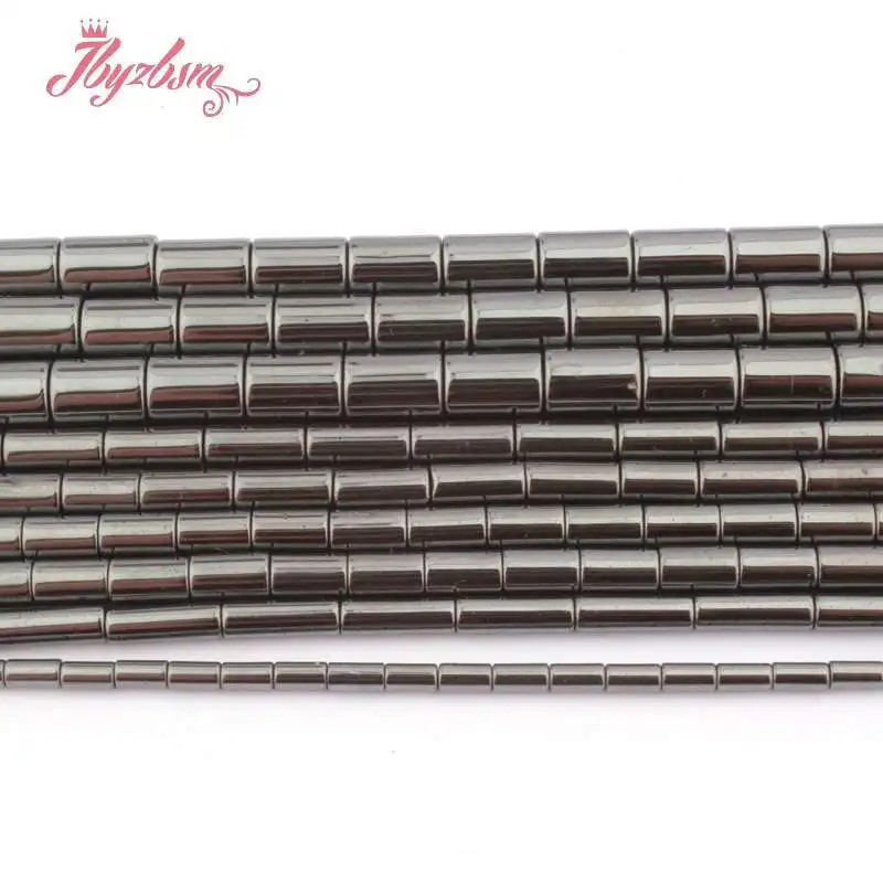 Бусины в форме колонны из гематита (без магнита) черные бусины натурального камня