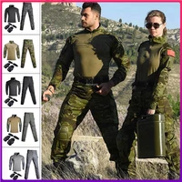 military tactical uniform army combat suits camouflage shirts cargo pants elbow knee pads airsoft paintball hunting clothing