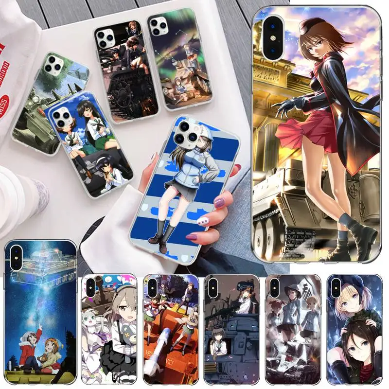 Чехол для телефона с аниме девушками и панцером iphone 12 11 Pro Max Mini XS 8 7 6 6S Plus X 5S SE 2020 XR