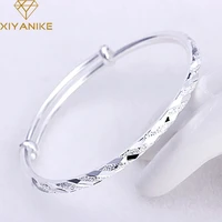 xiyanike new fashion silver color party cuff bracelet for women couples creative simple handmade jewelry adjustable
