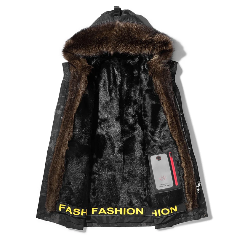 DK зимние Утепленные парки из меха норки с жемчугом Мужская зимняя теплая одежда