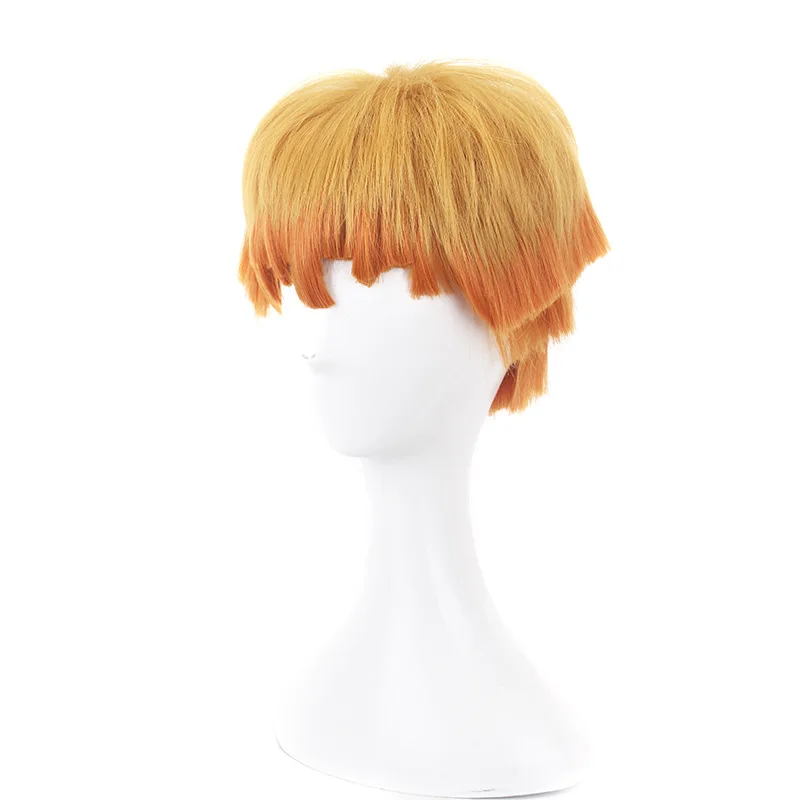 

Anime Demon Slayer Kimetsu no Yaiba Agatsuma Zenitsu Wig Cosplay Costume Heat Resistant Synthetic Hair Short Wigs Halloween Prop