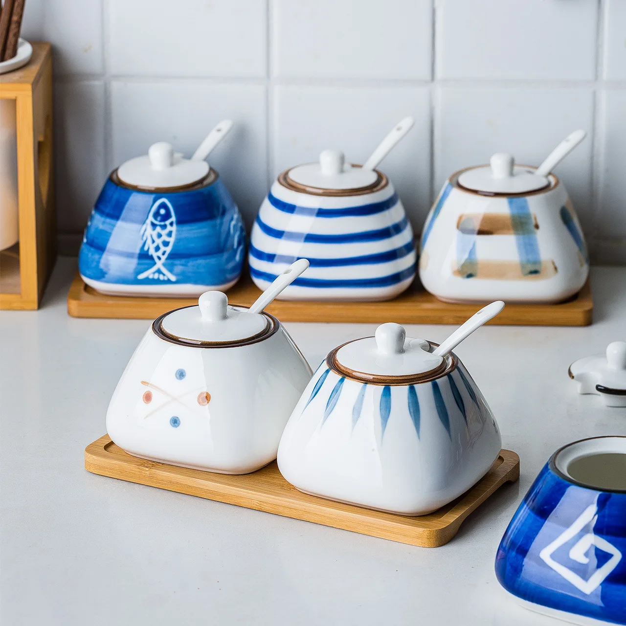 Кухня для соли приправ горшок Керамика масленка уксуса стеклянная бутылка с