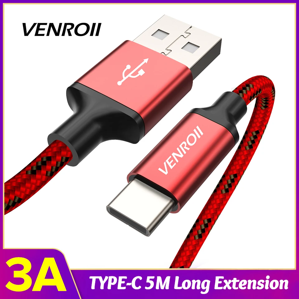 3 А usb type-C кабель 2 м 3 м 5 м кабель для быстрой зарядки для samsung S10 S9 S8 зарядное устройство для мобильного телефона USB-C type-C провод для huawei LG