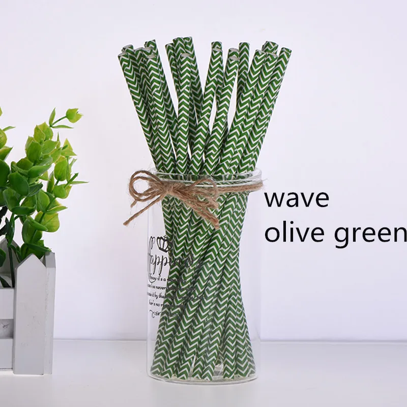 wave olive green 25 шт., вечерние, экологически чистые бумажные соломинки для детей, для свадьбы, дня рождения, пикника, вечерние, декоративные, с мультяшным автомобилем, Коктейльные, вечерние соломинки - Цвет: wave olive green