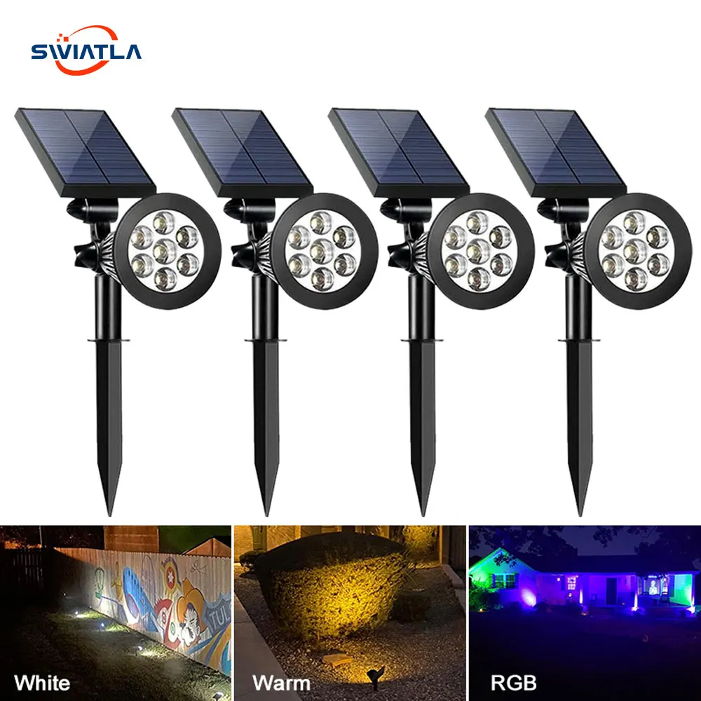 4/7 LED Outdoor Solar Spotlights Solar Lawn Footpath Ground Lights IP65 Waterproof Garden Courtyard Lights Color Changing Lights images - 1