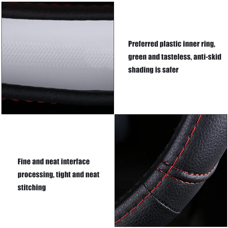 

Car Steering Wheel Cover 38cm Non Slip Breathable PU Leather Steering Wheel Protector Universal Auto Accessories