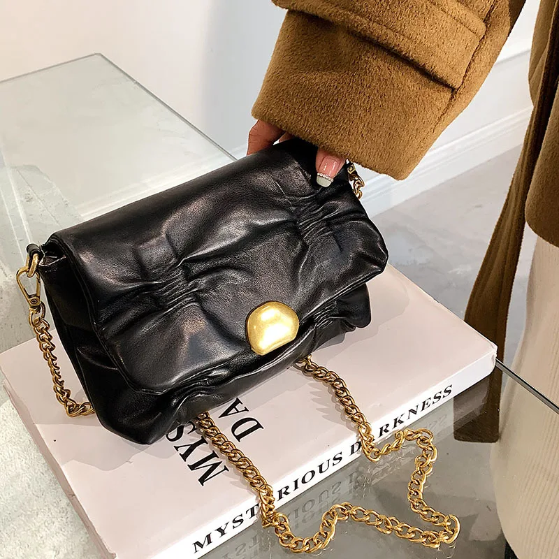

Fashion Small Bag Female Bag Fold Bag Luxury Chain Small Square Bag 2021 New Trendy Large-capacity One-shoulder Messenger Bag