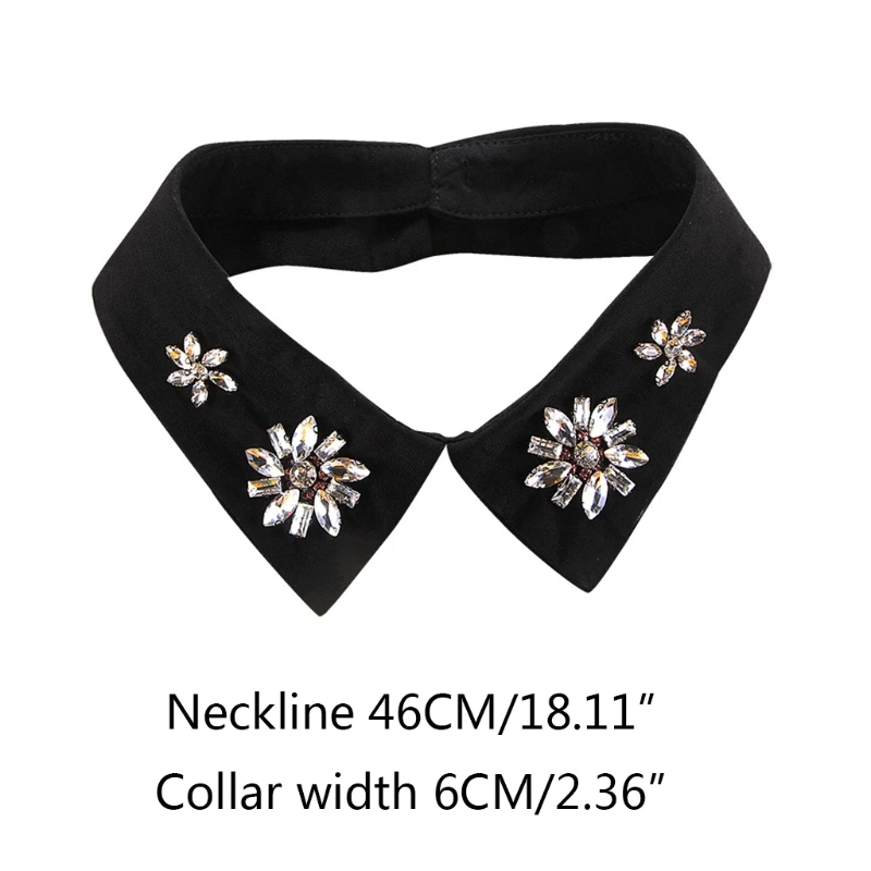 

Women Elegant Bead Floral Lapel False Collar Handmade Beaded Jewelry Detachable Necklace Choker Clothes Accessories