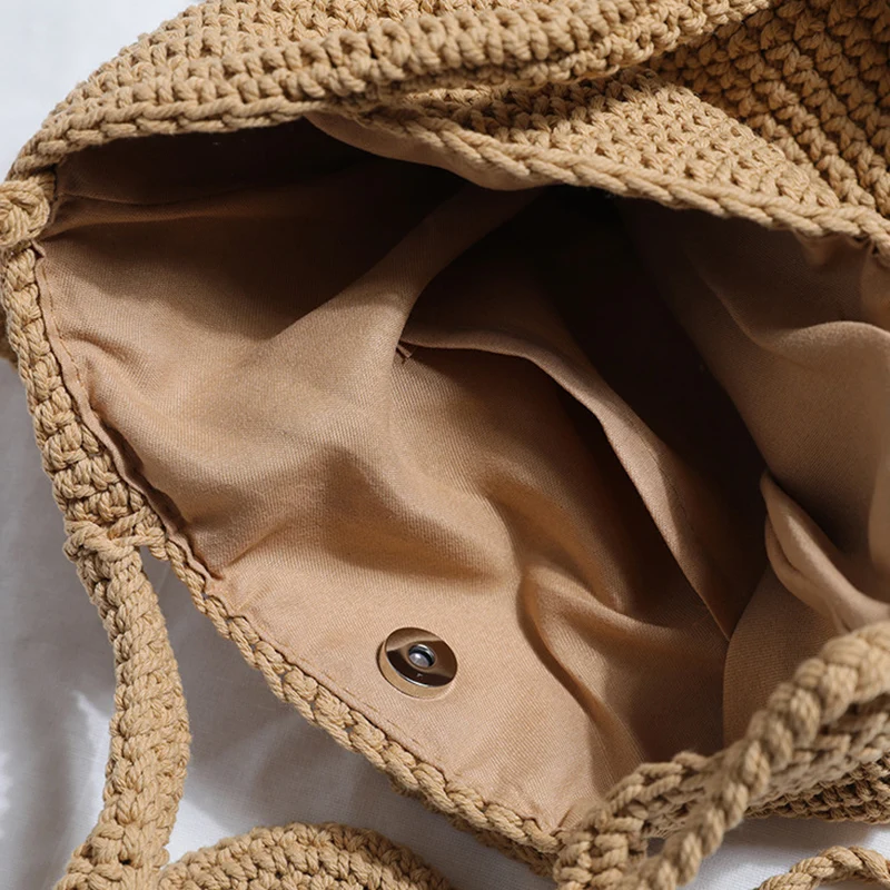 

Summer Beach Bucket Women Raffia Bag Straw Women`s Shoulder Bags Crochet Woven Ladies Handbag Handmade Braided Bohe Large Tote