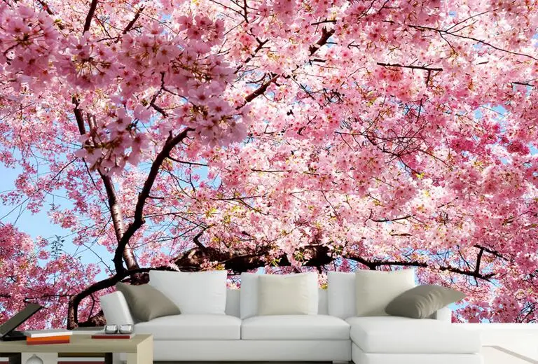 CJSIR пользовательские нетканые обои роспись Сакура Цветущий фон для телевизора