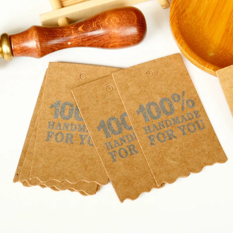 300pcs Handmade Kraft Paper Tags Wedding Birthday Party Favor DIY Crafts Colth Garment Price Lables Gift Packing Hang - купить по