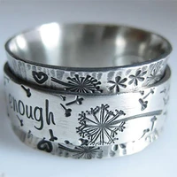 vintage dandelion pattern rings for women party girl gift jewelry accessories fashion i am enough metal letter rings