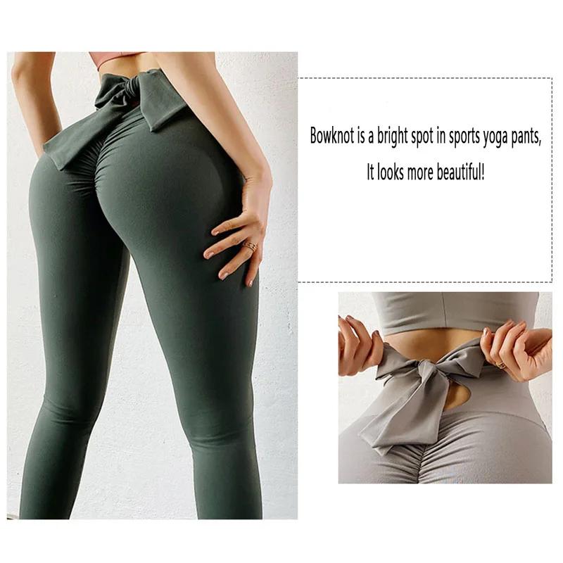

Bow Seamless Leggings Sport Women Fitness Push Up Yoga Pants High Waist Running Sportswear Gym Quick Dry Tights New