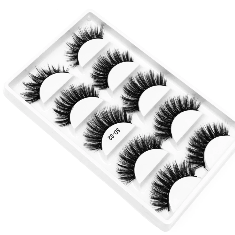5 Pairs 3d Faux Mink False Eyelashes Thick Volume Natural for Beauty Makeup Extension Fake Eyelashes Strip Lashes Laser Box